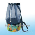 polyester and mesh drawstring beach cooler bag